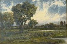 Charles S. Dorion marshland Sweden oil painting art